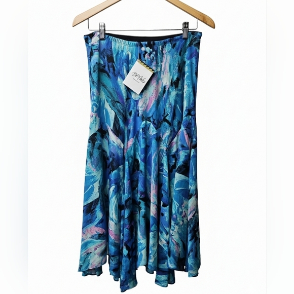Bob Mackie Dresses & Skirts - NWT Bob Mackie Colorful Flowy Fully Lined Asymetrical Hem Abstract Print Skirt M